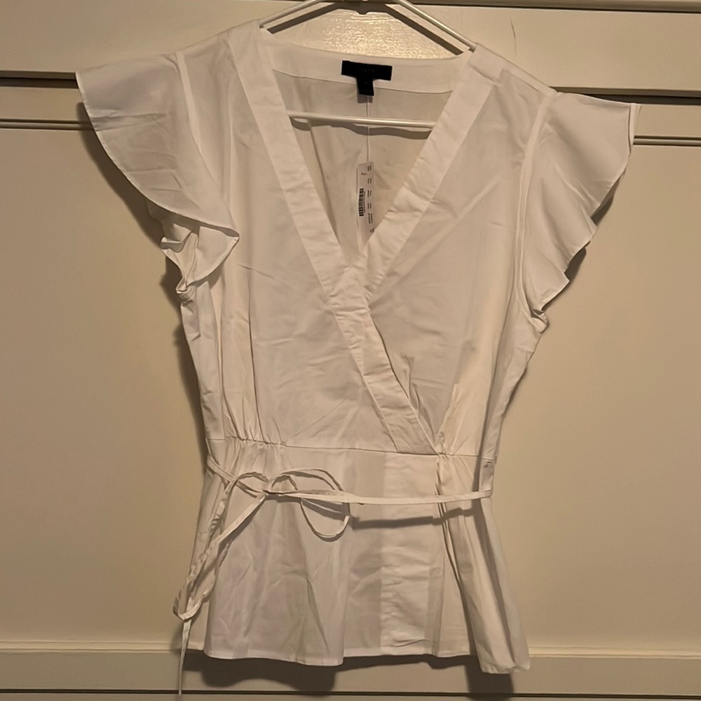 J. Crew white flutter blouse 10